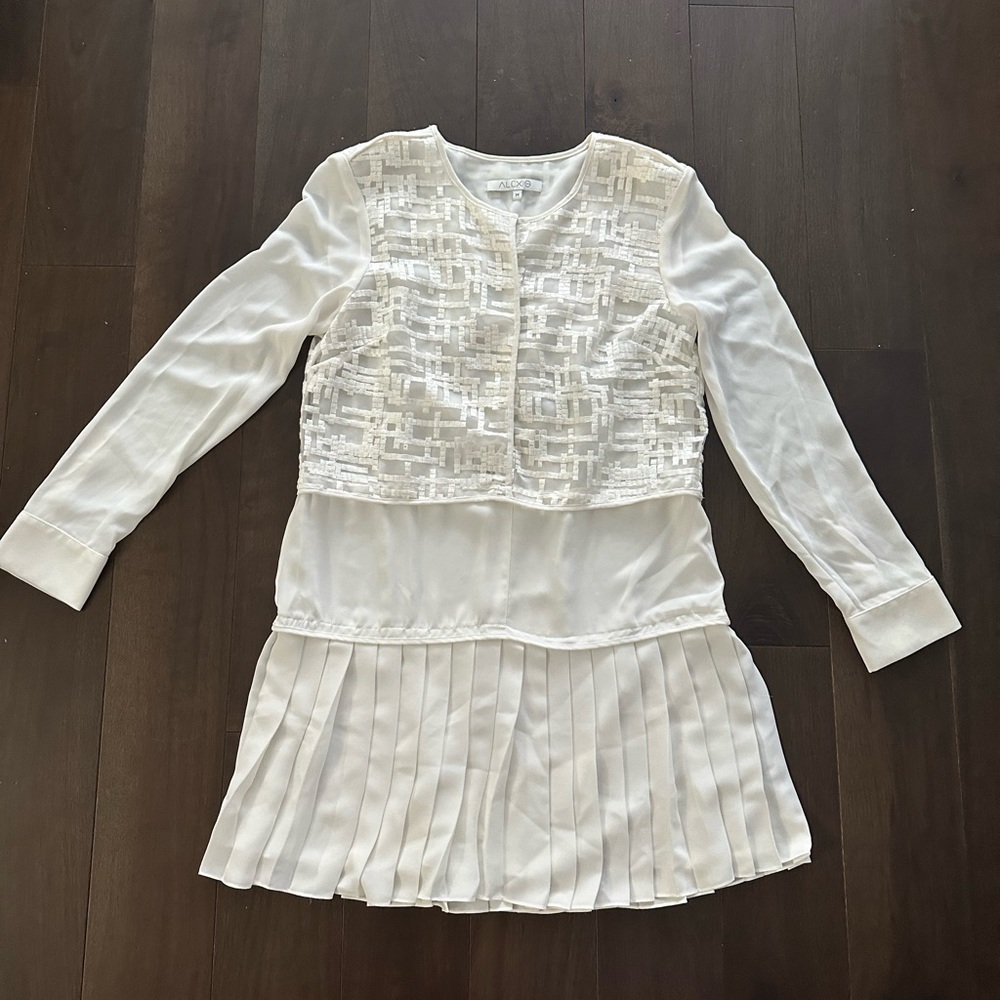 Alexis Pleated Long Sleeve Dress